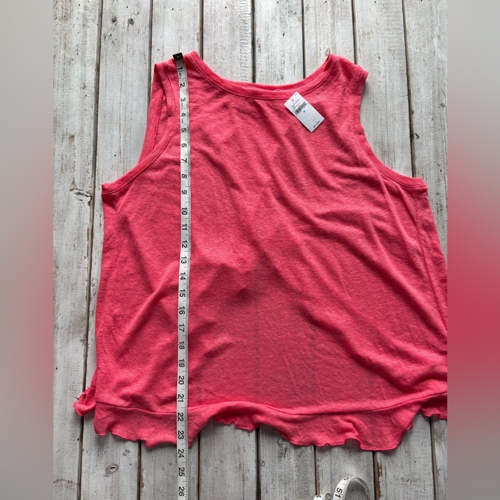 GAP Coral Linen Blend Tank Top Open Ruffle Back Sleeveless Size M - Picture 4 of 13